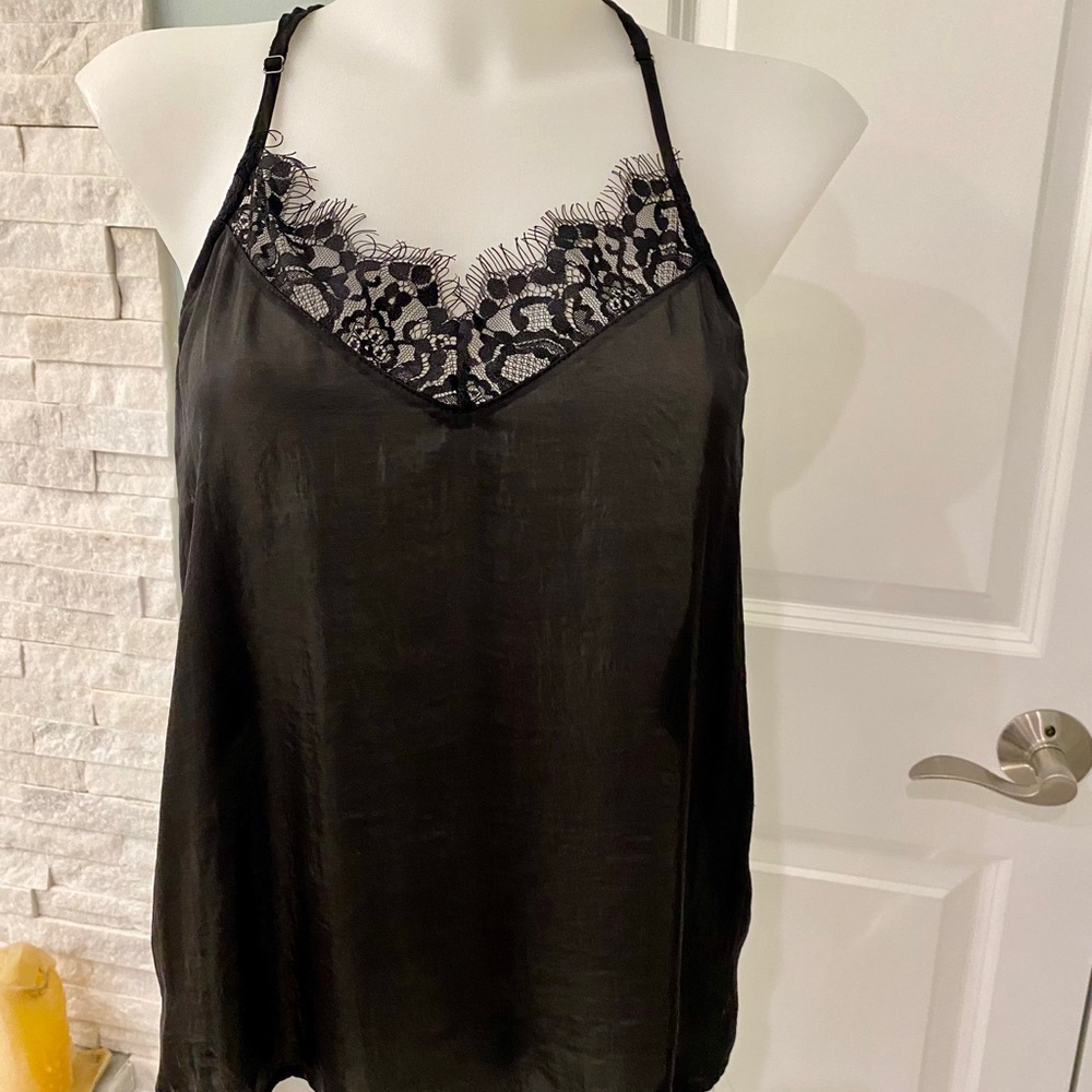 NWT Allison Joy black cami with lace